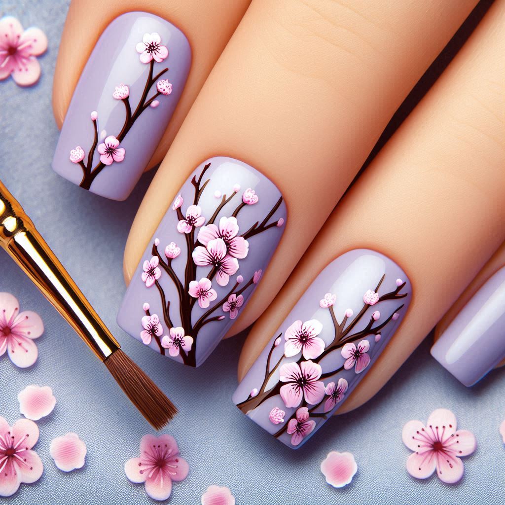 Light Purple with Cherry Blossoms