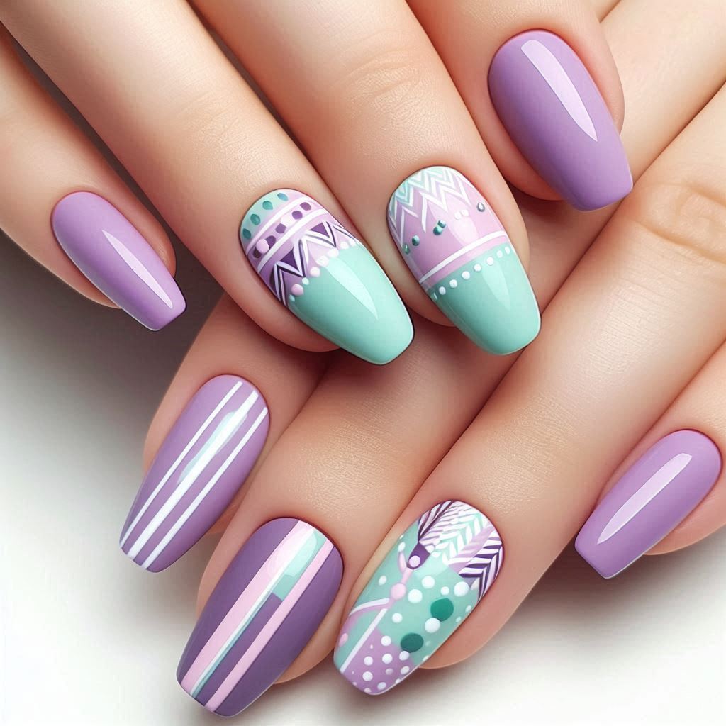  Lilac and Mint Green nail designs