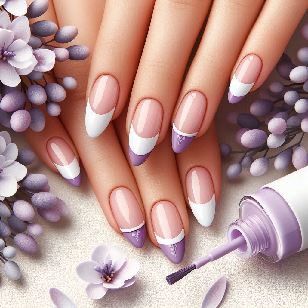 lilac tips nail art