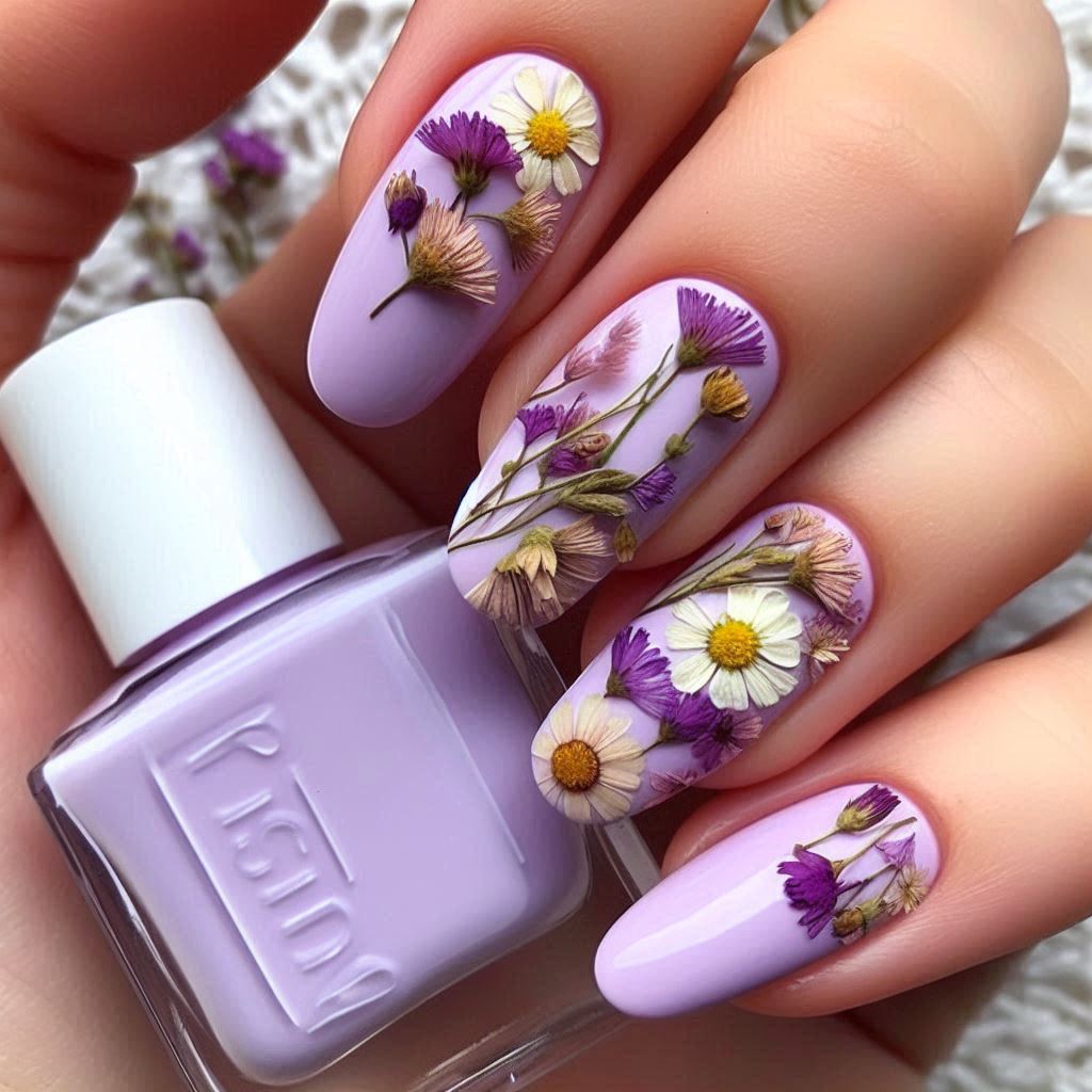 Pressed Flower Nail Art