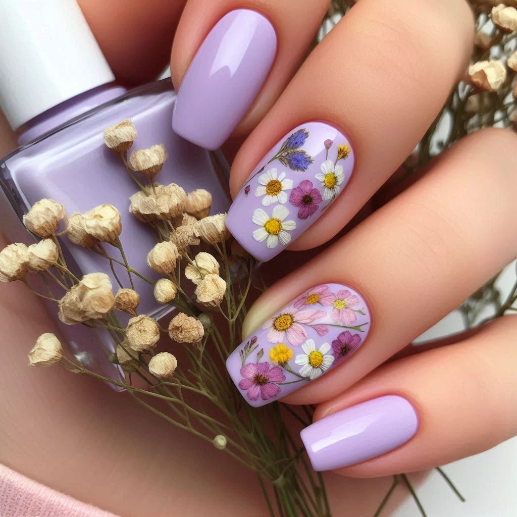 Pressed Flower Nail Art