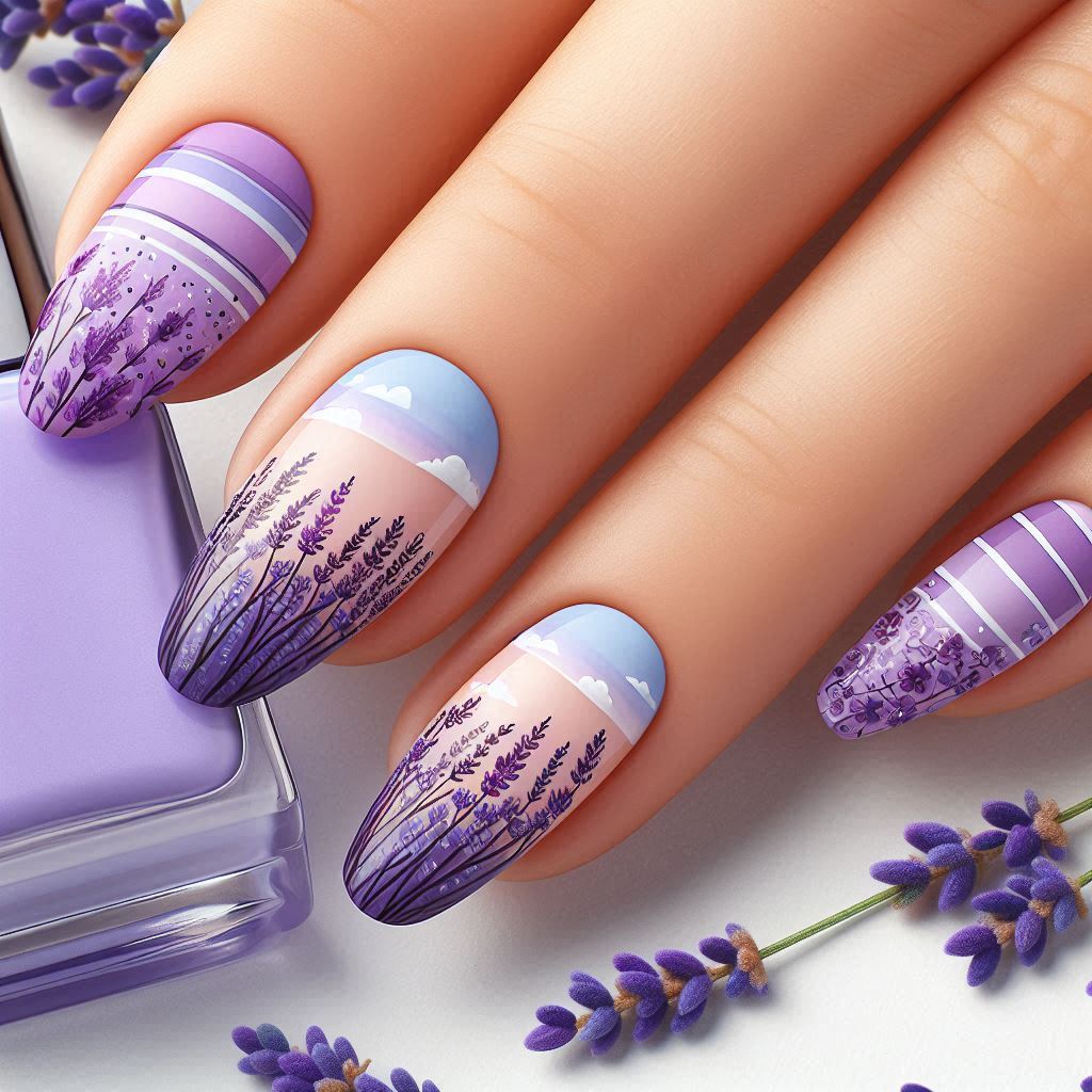 lavender fields nail designs