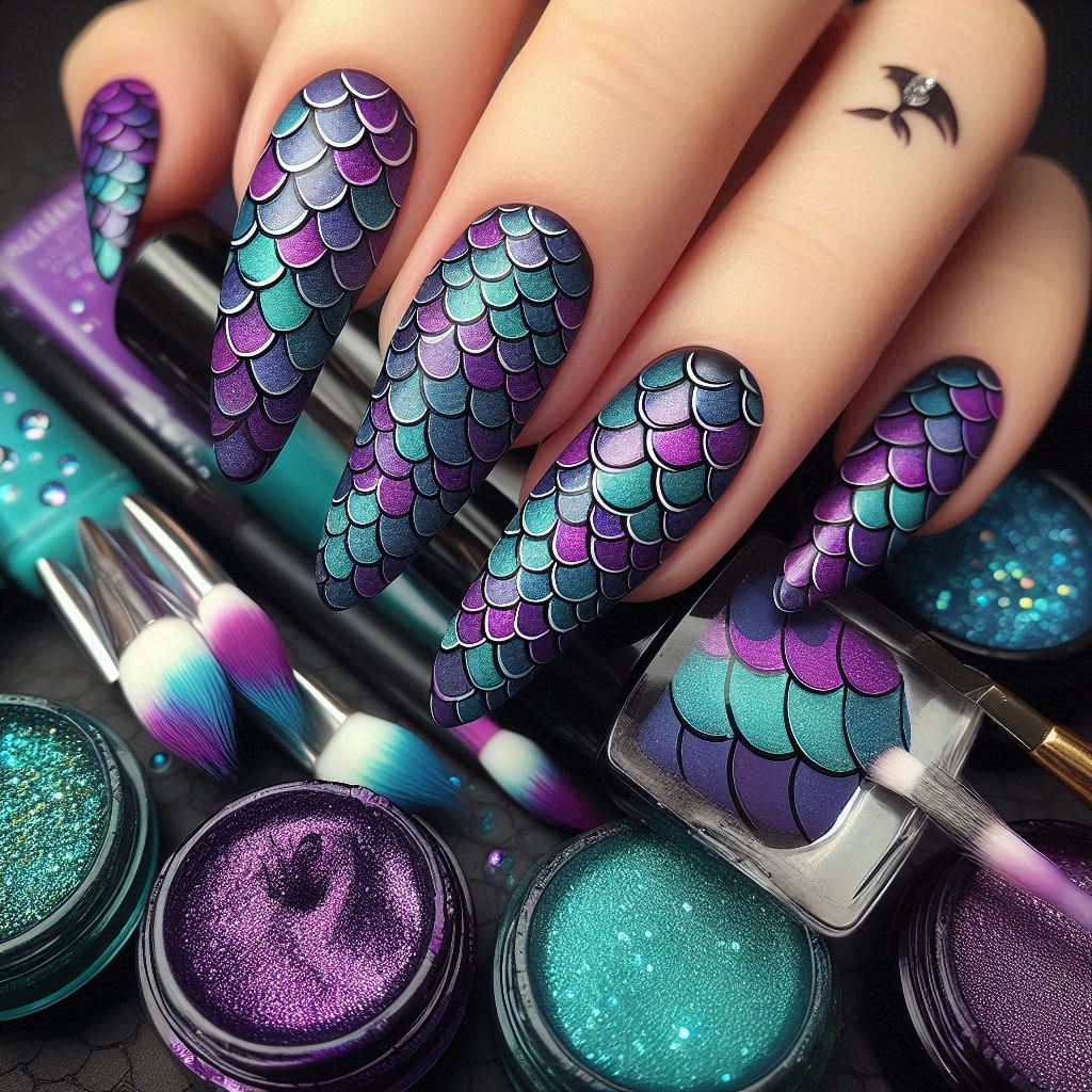 mermaid scales nail art