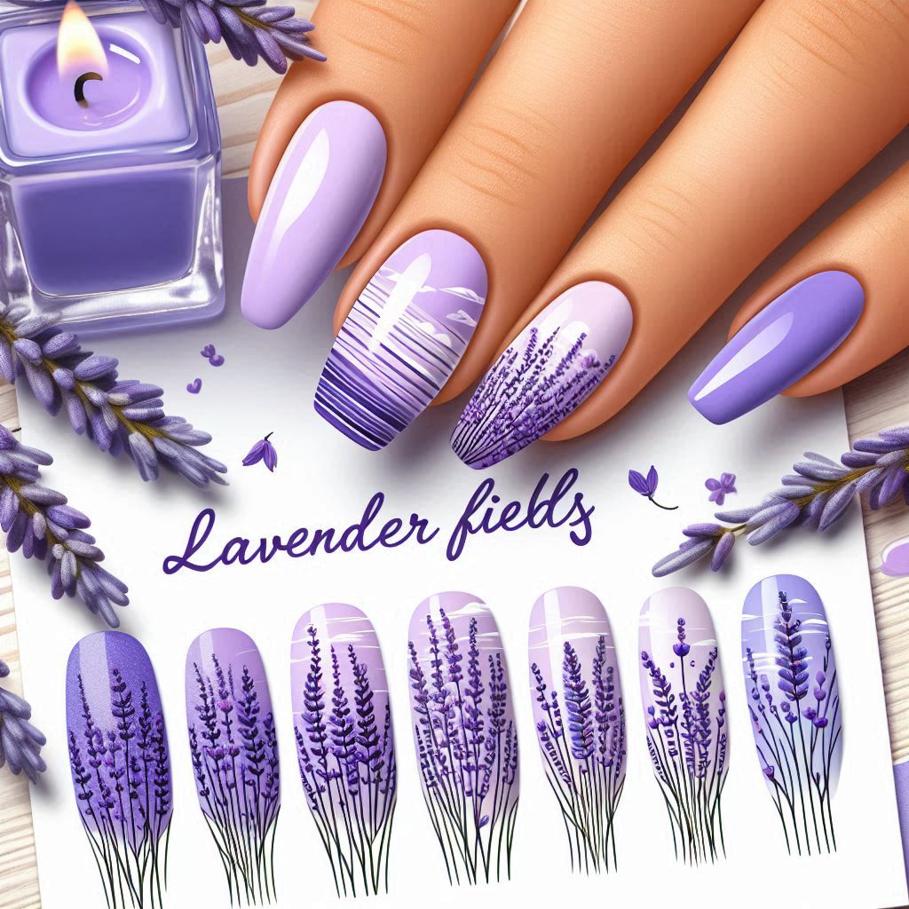 lavender fields nail designs