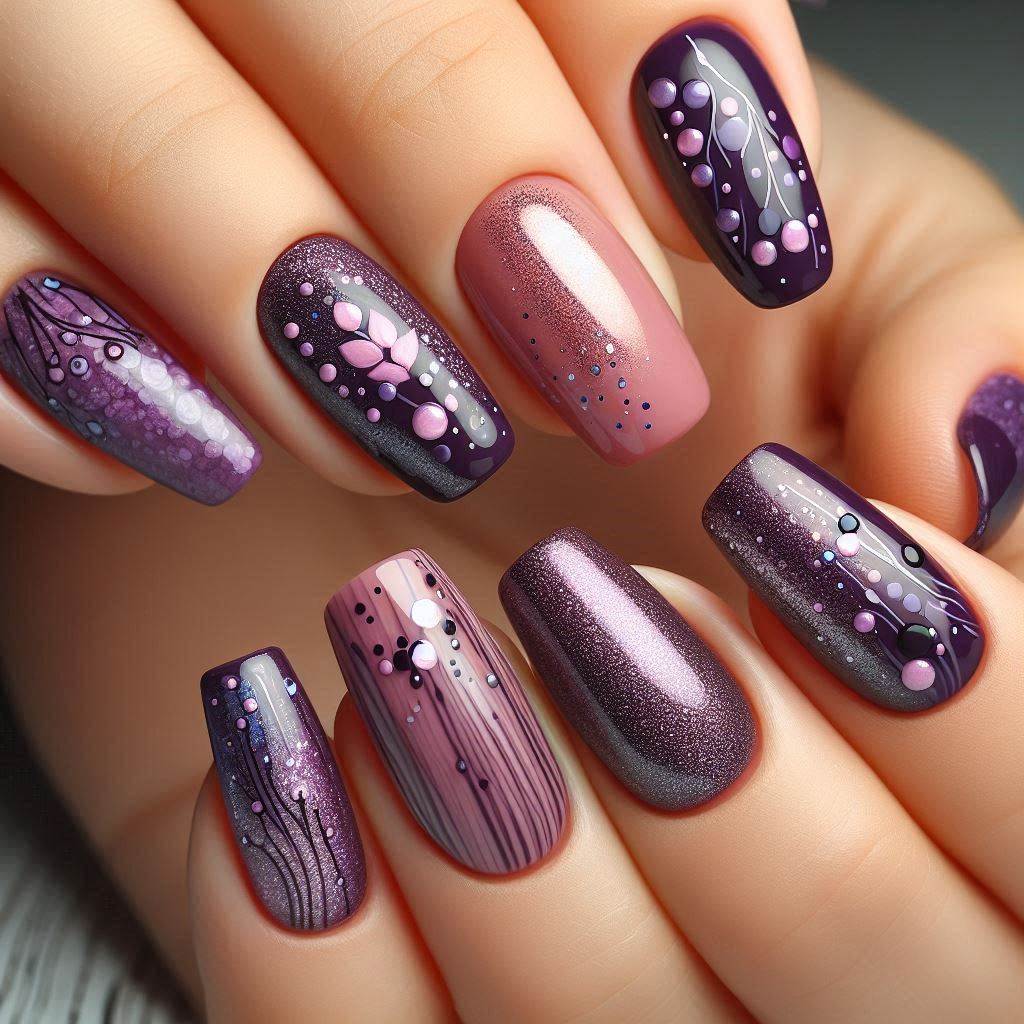 plum design nail art