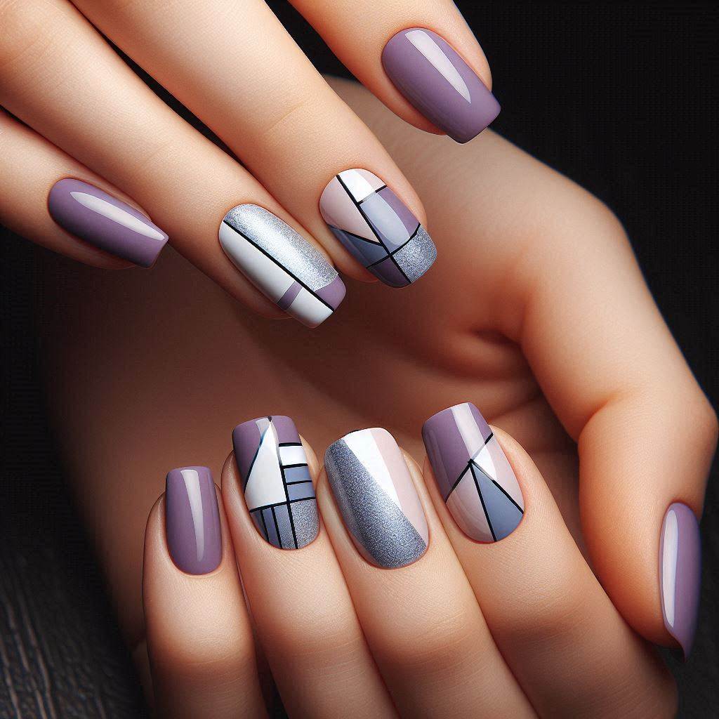 geometric lines nail art