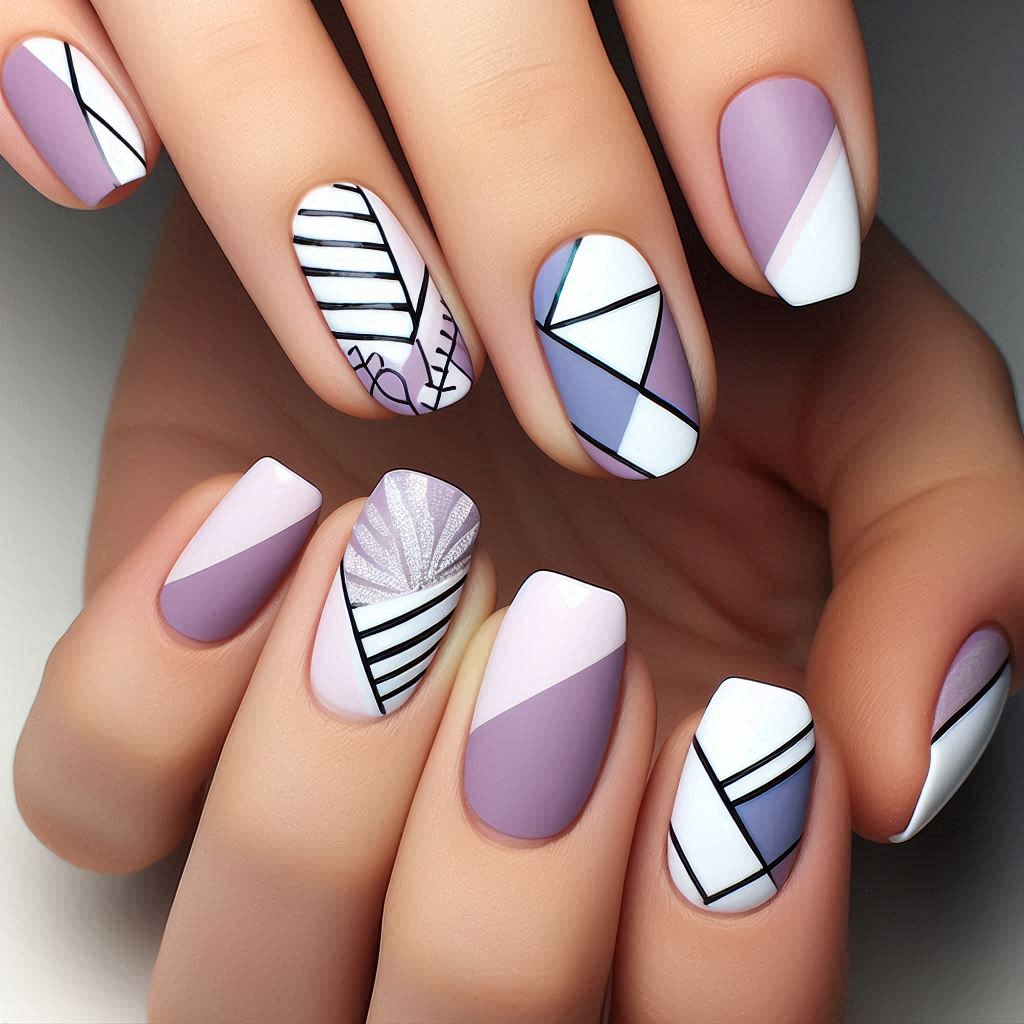 geometric lines nail art