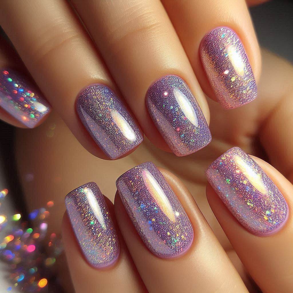 Holographic Light Purple Nail Designs