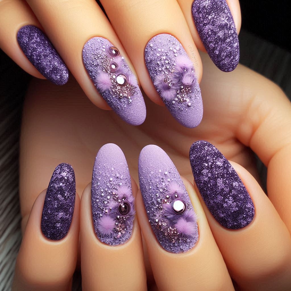 light purple velvet nail designs