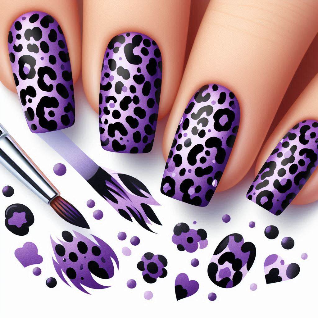 leopard print nail art