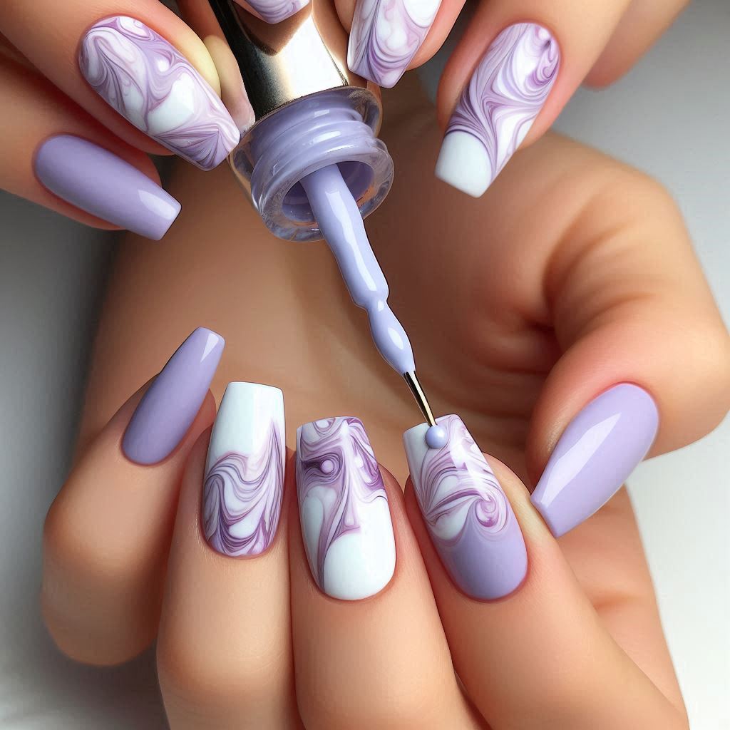 Light Purple Marble's Appearance nail art