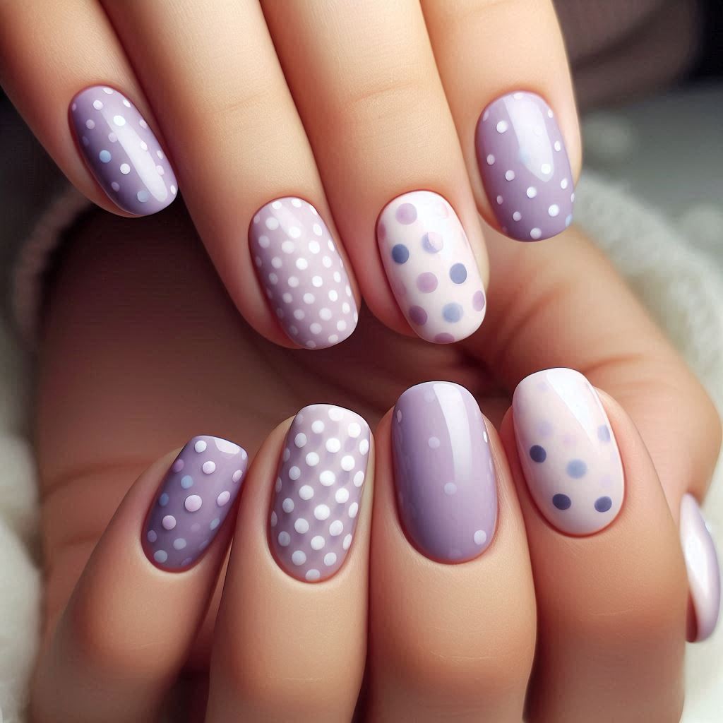 Subtle Purple Dots nail art