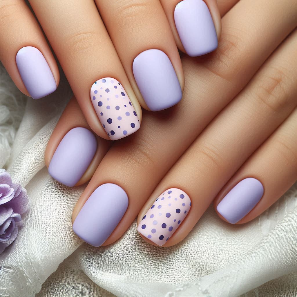 Subtle Purple Dots nail art