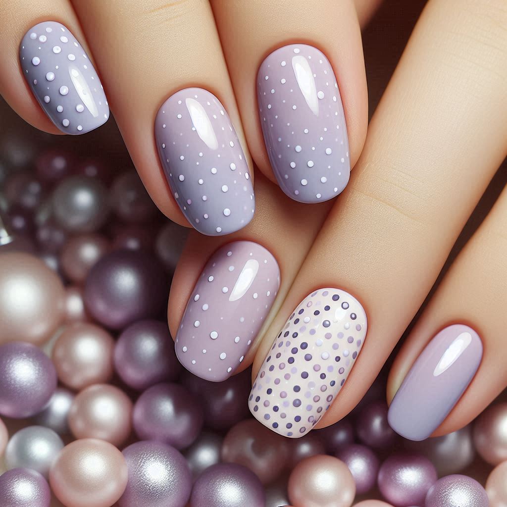 Subtle Purple Dots nail art