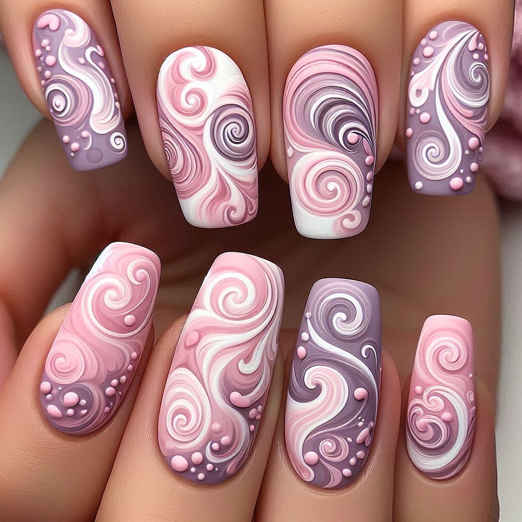 Whirlings of Soft Pink and Light Purple