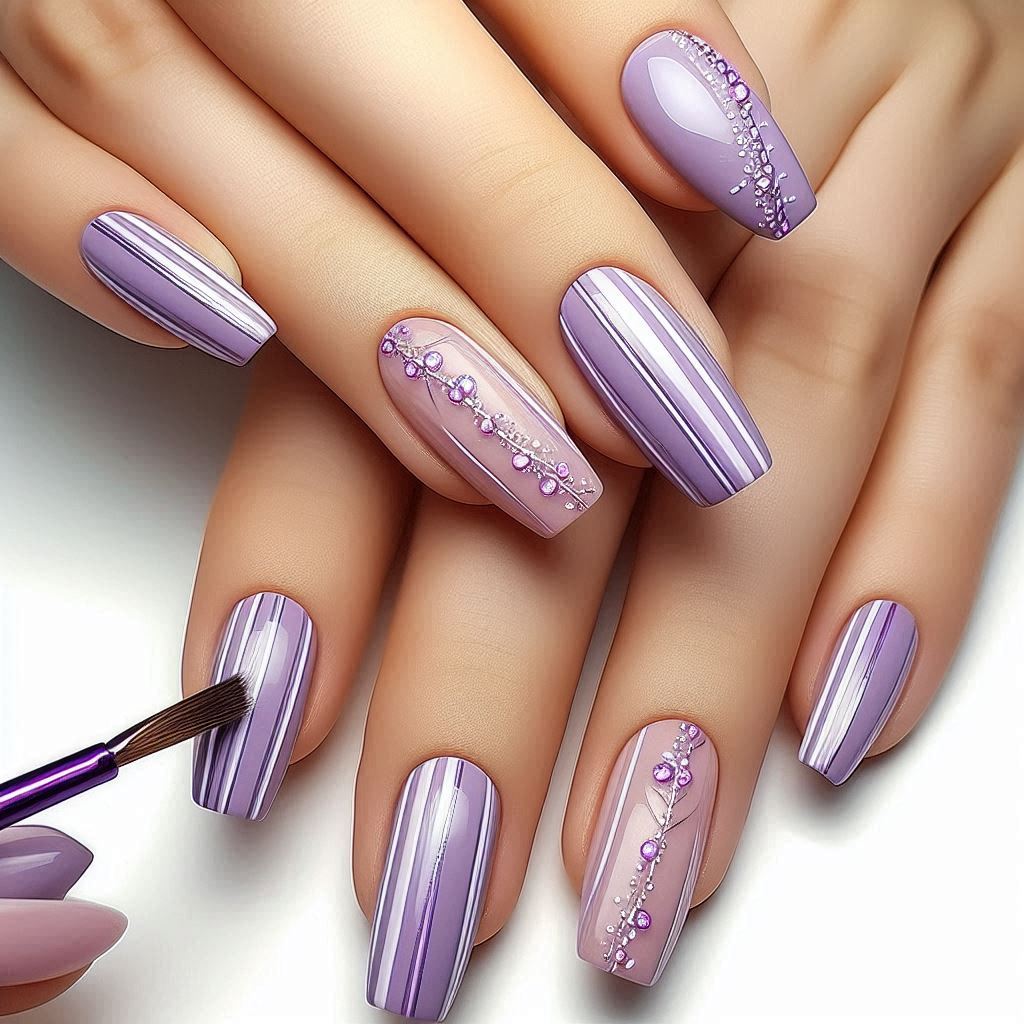 Lilac Strikes nail art