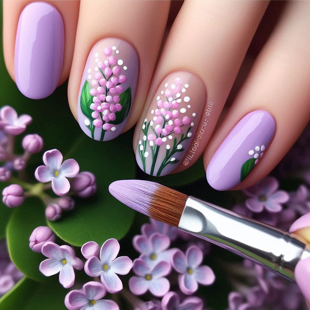 Lilac Flower Nail Designs