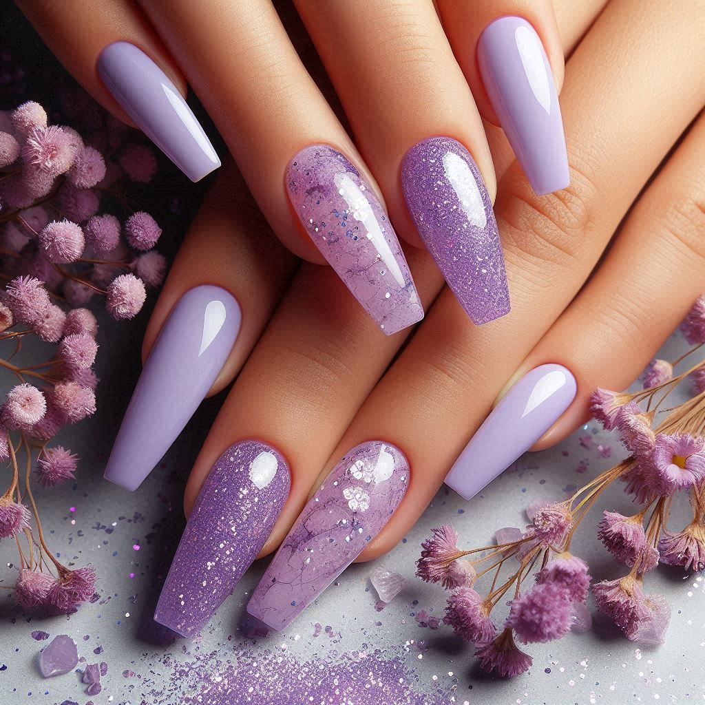 Lilac Acrylic Nail Designs