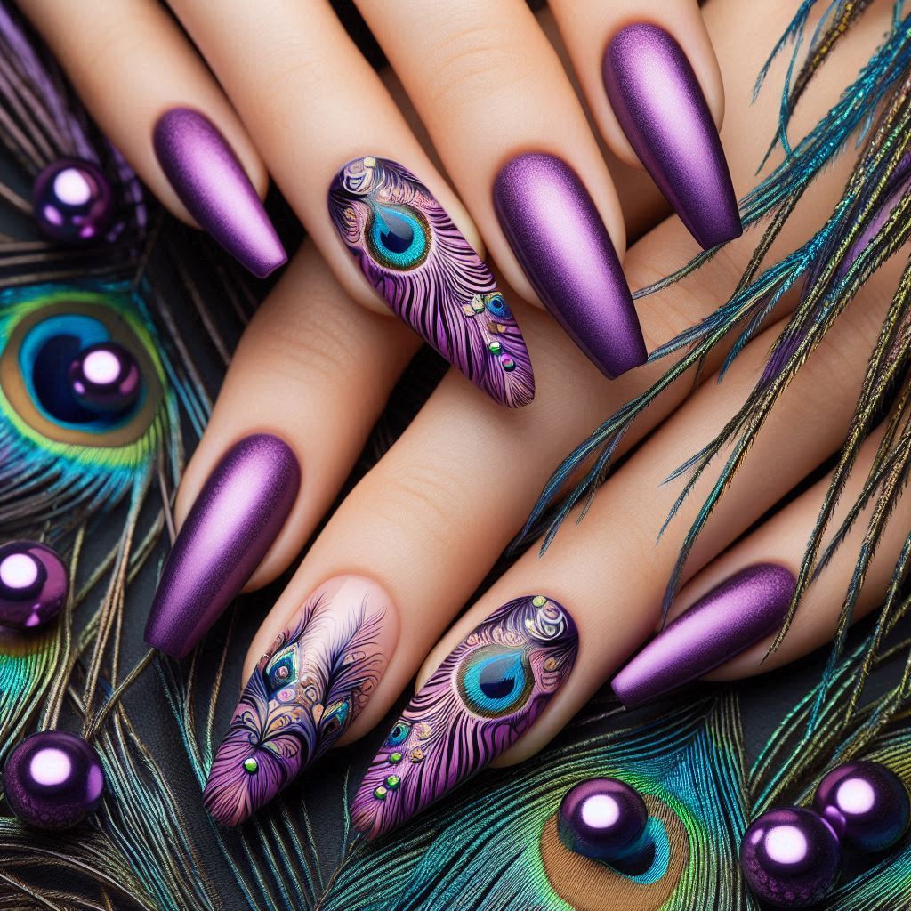 peacock feather nail designs