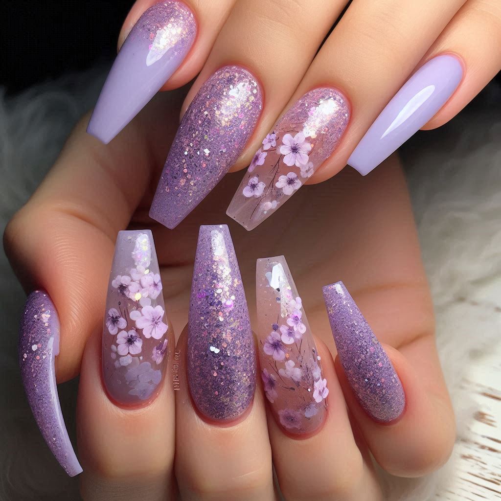 Lilac Acrylic Nail Designs