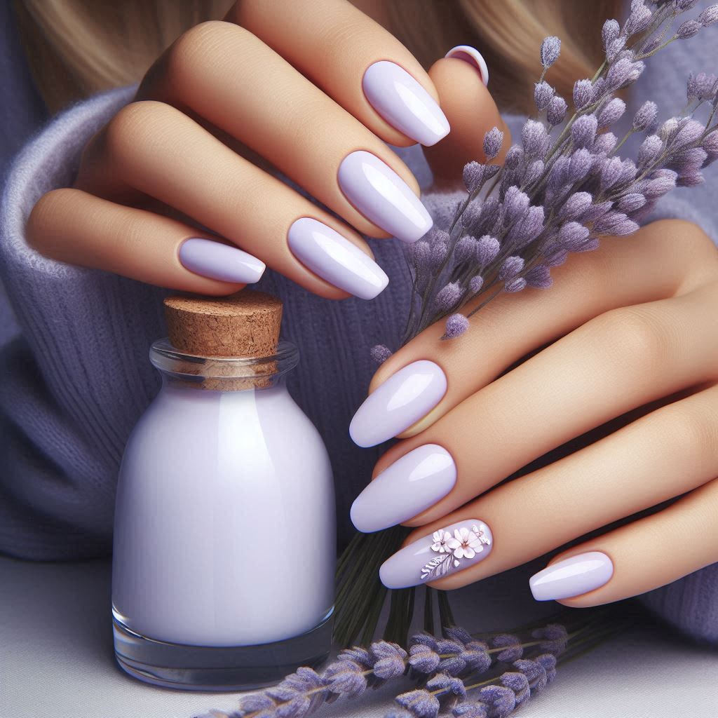 milky lavender nail designs