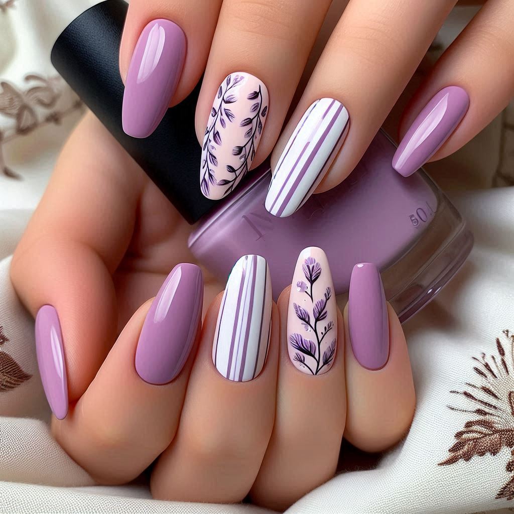 Lilac Strikes nail art