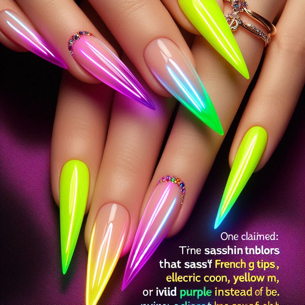 french neon light nail designs