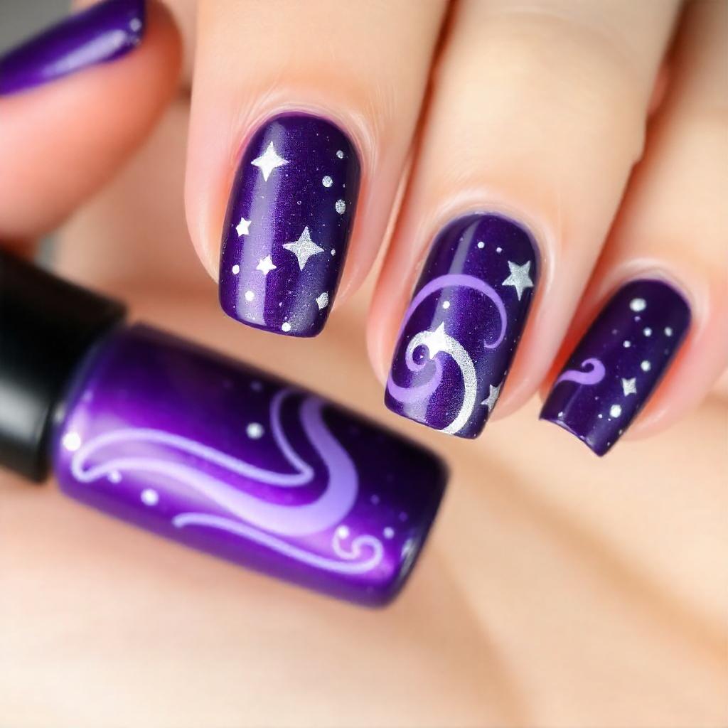 star and sky purple nail designs