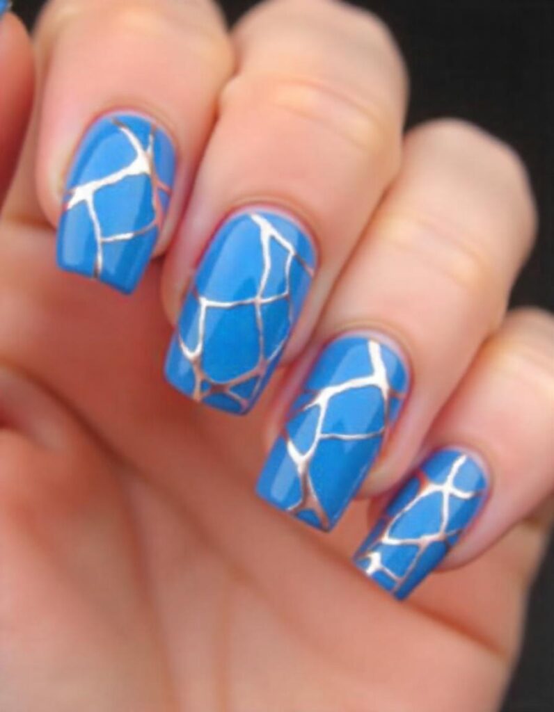 Blue and Rose Gold Nail Designs