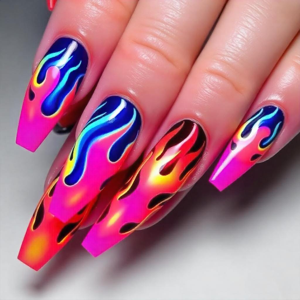 bright flame nail art