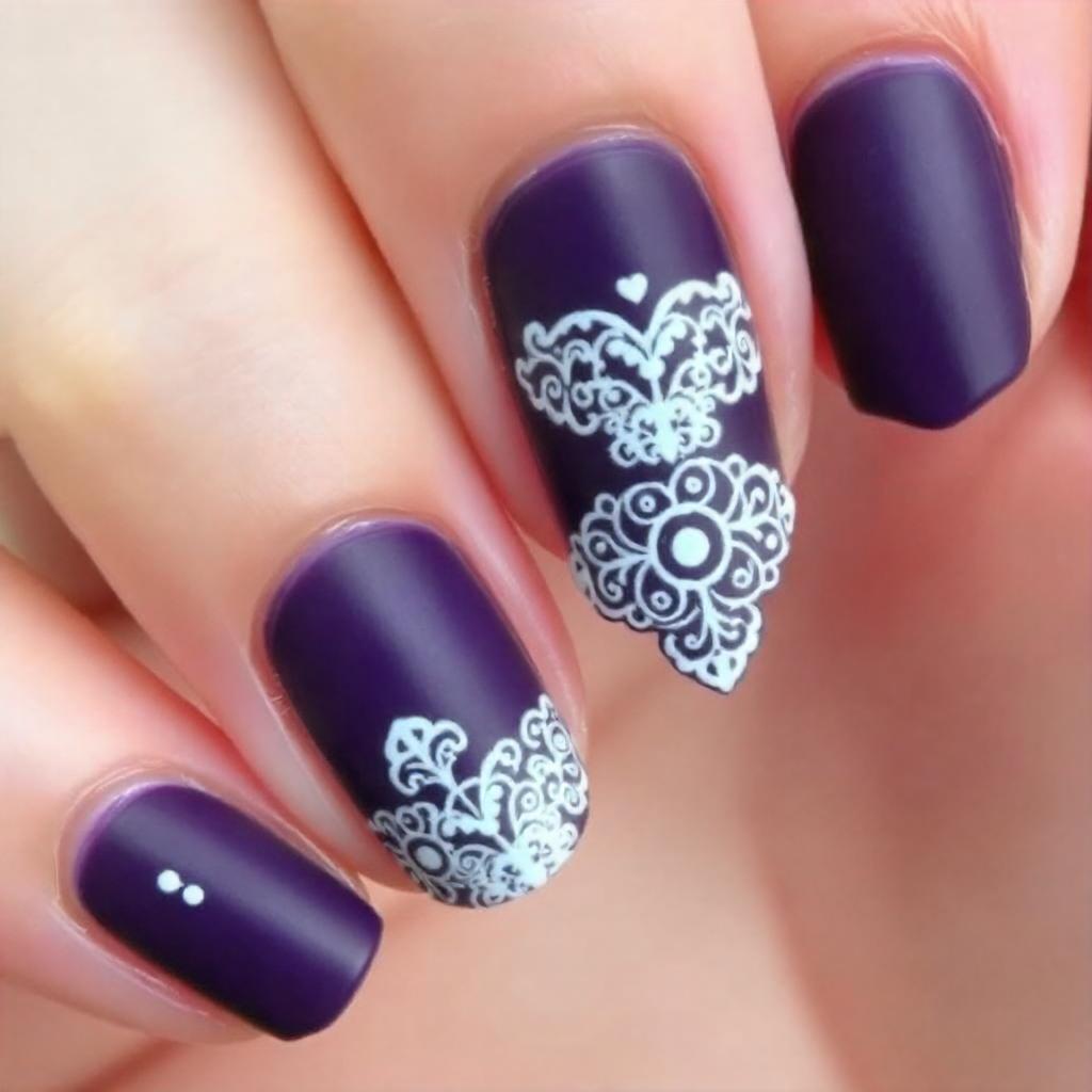 purple goth lace nail designs