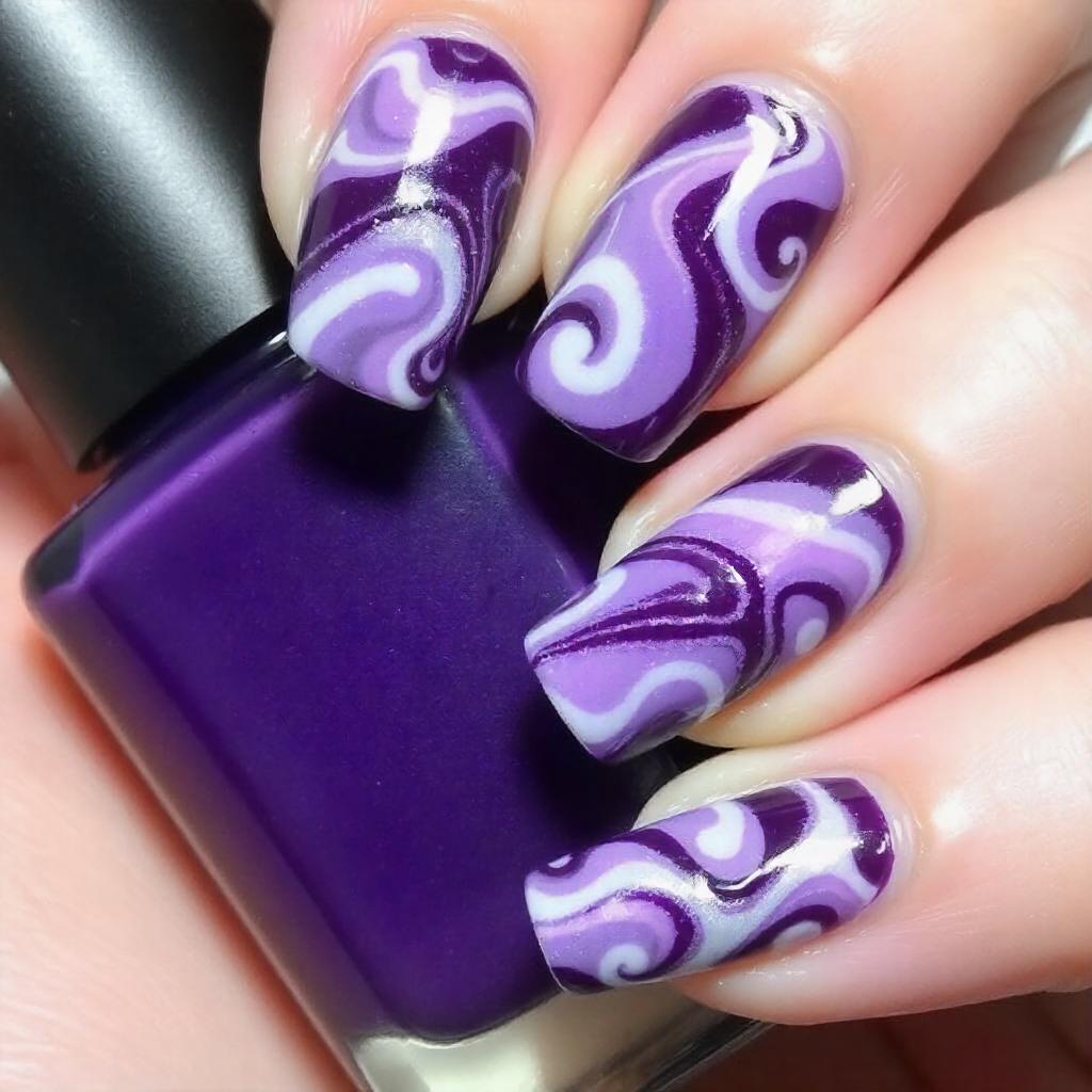 purple marble cosmic nail designs