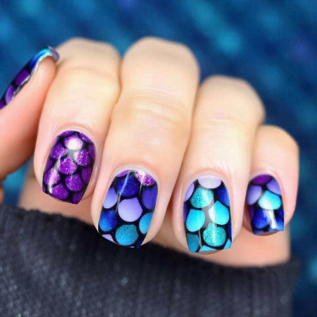 dark purple mermaid nail designs