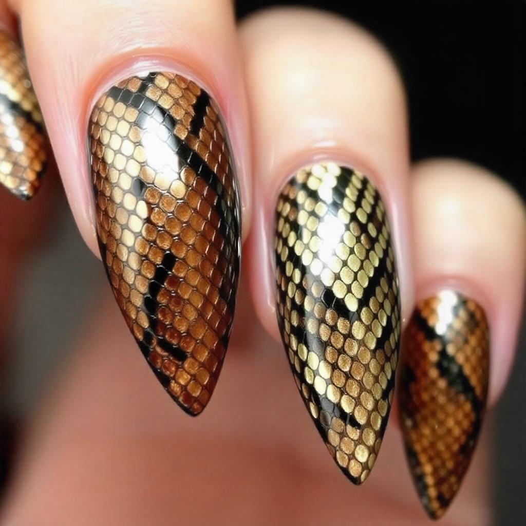 snake skin pattern nails