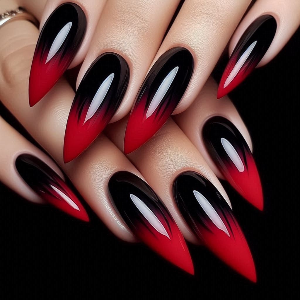 black and red nail designs