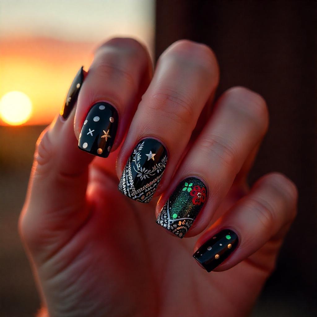 Bandana Print nail designs