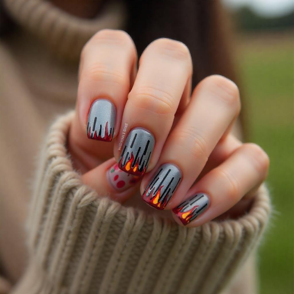 Barbecue Grill Lines nail art