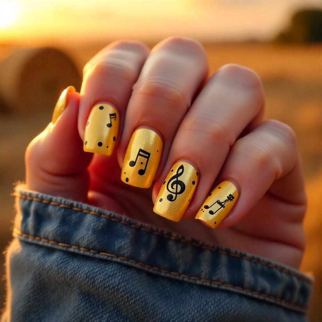 Country Music Notes nail art