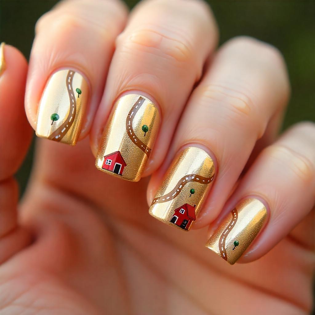 Country Road Curves nail art
