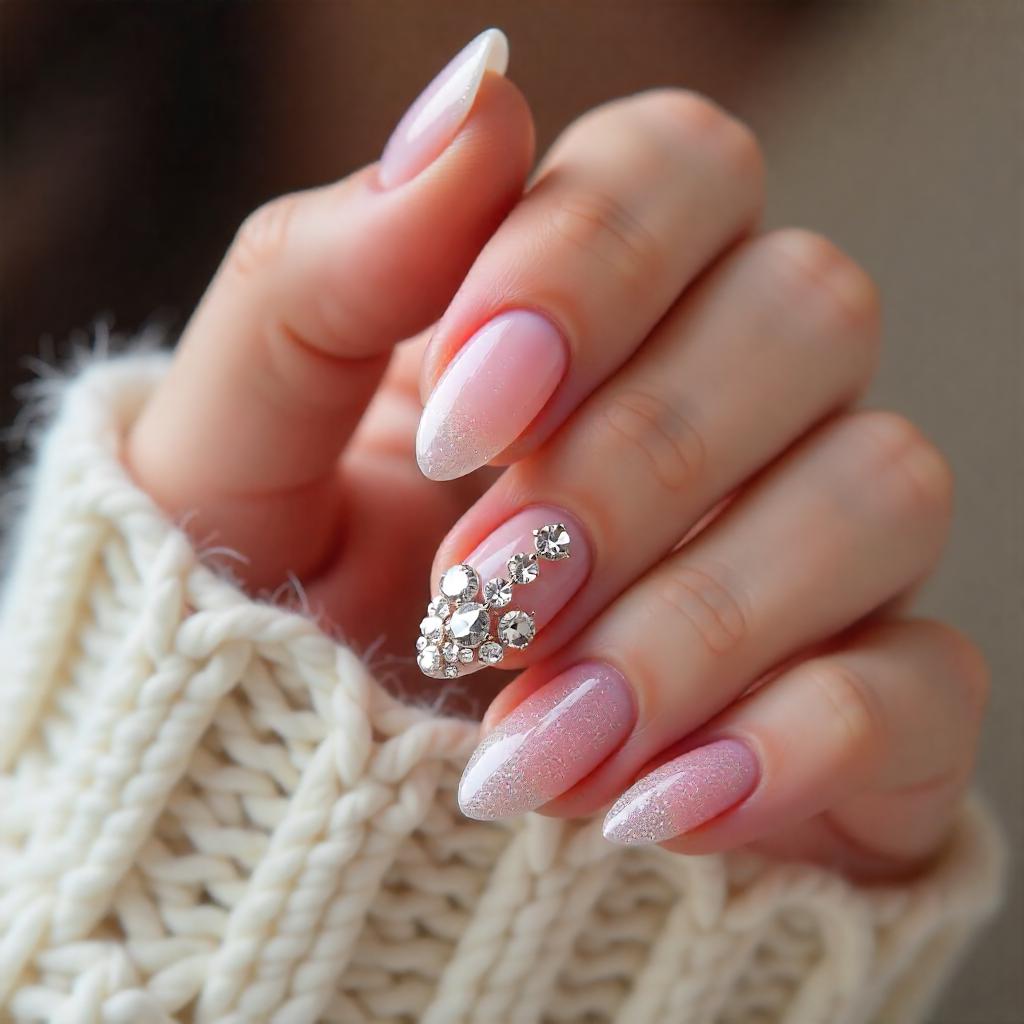 Curved Rhinestone nails