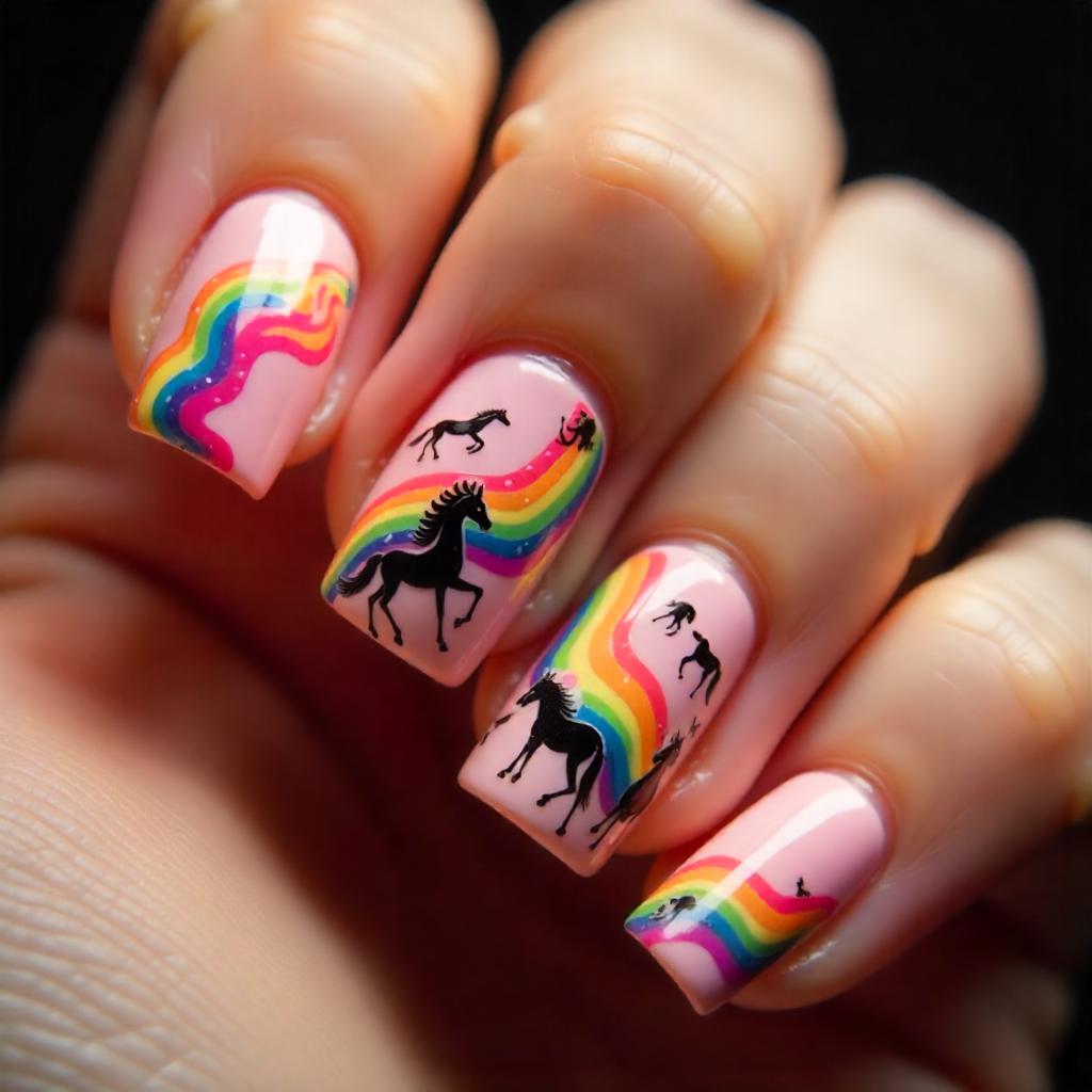 Horse Mane Swishes nail art