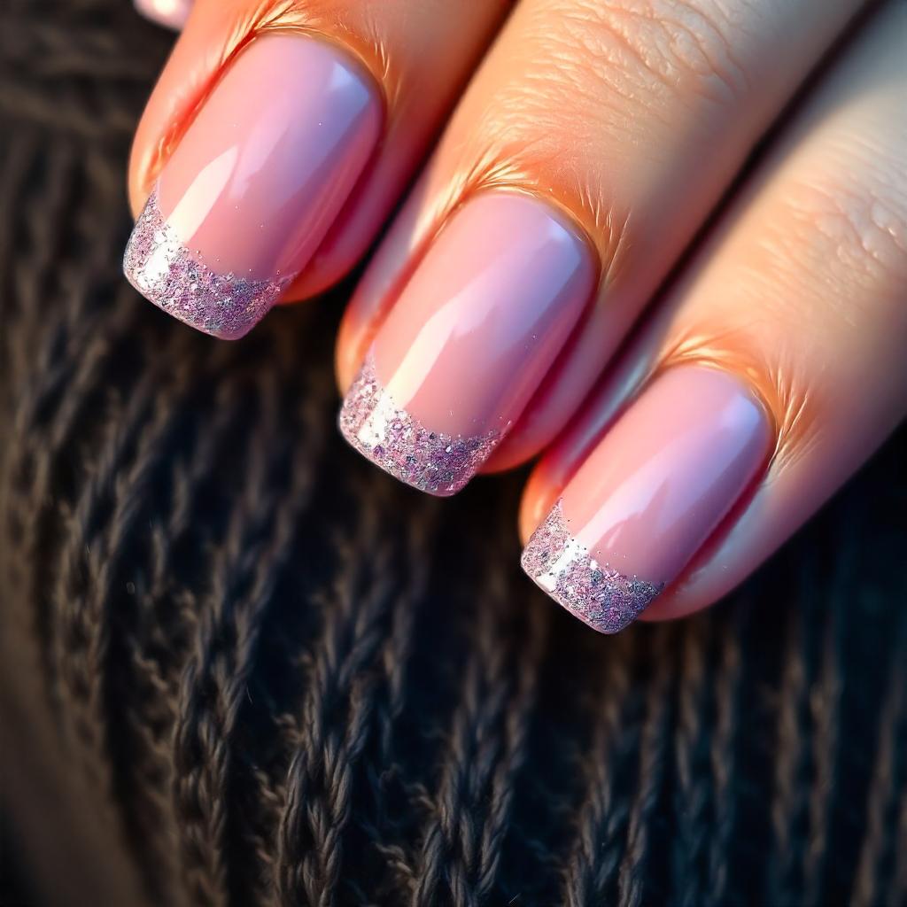 Lavender Glitter French Tips