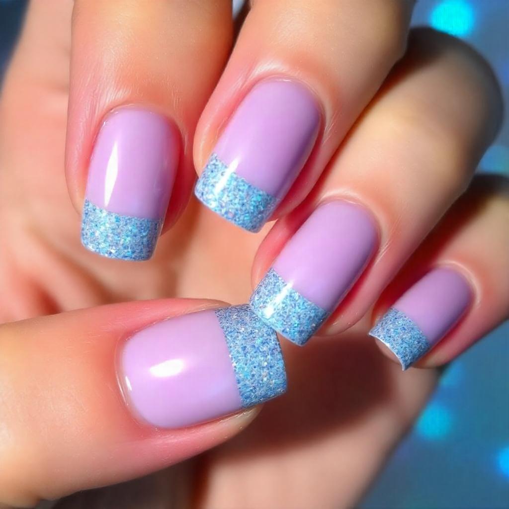 Lavender Glitter French Tips