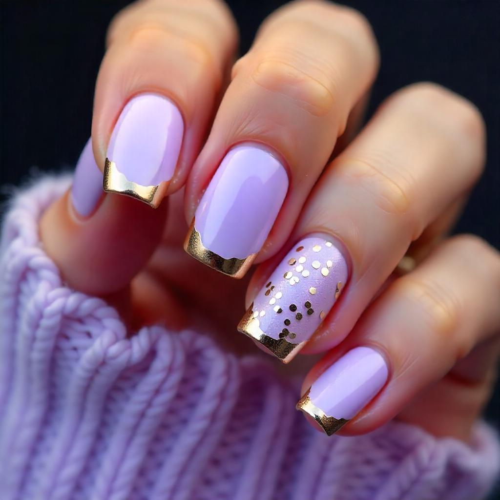 Lavender Nails with Gold Foil