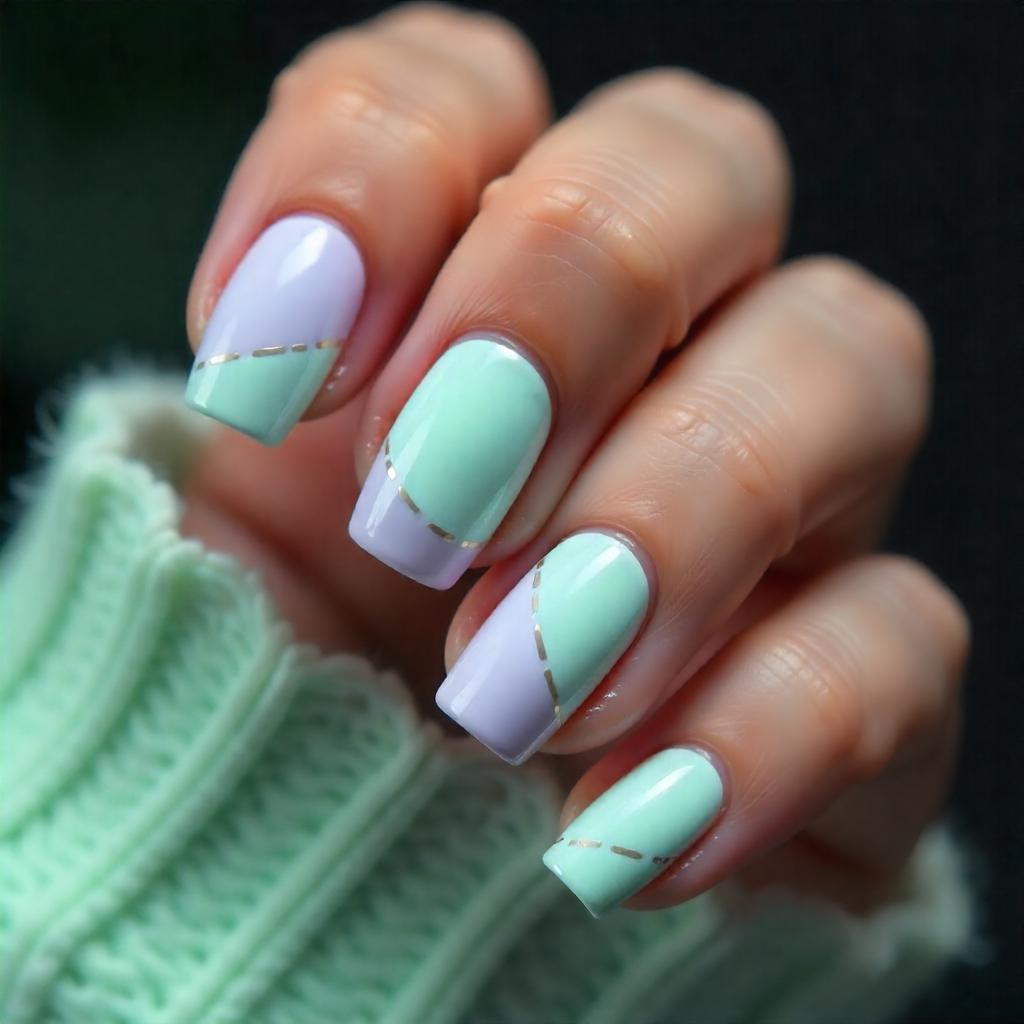 Lavender and Mint Green Mix nails 