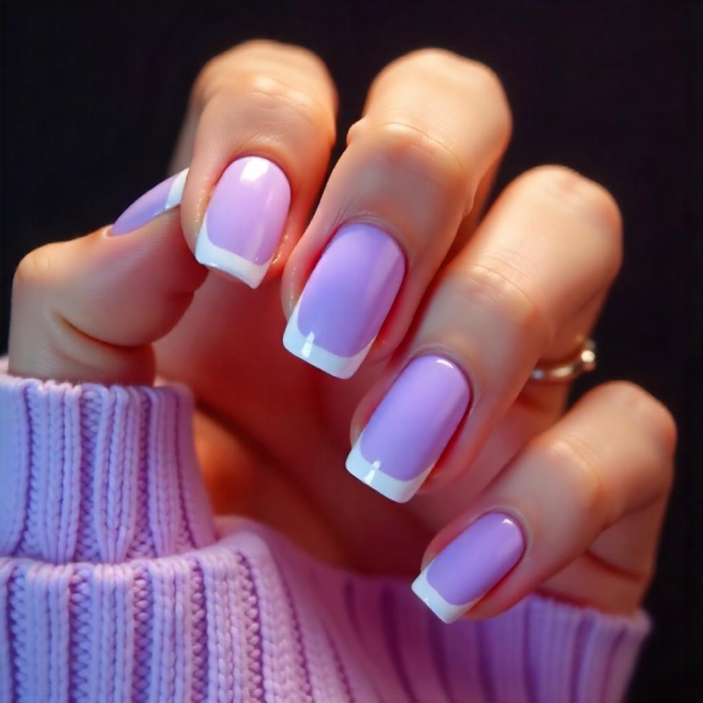 Lavender with White Outline Tips