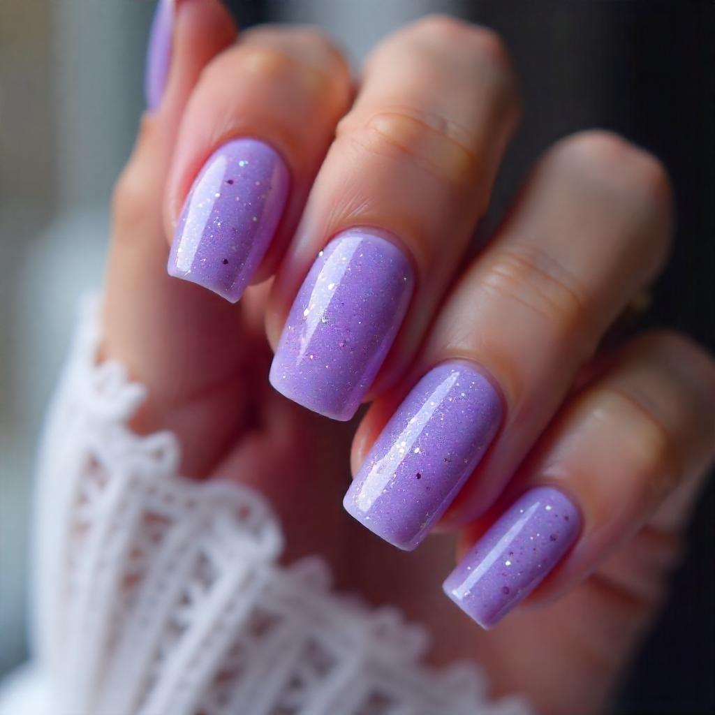 Light Lavender Glitter Nails
