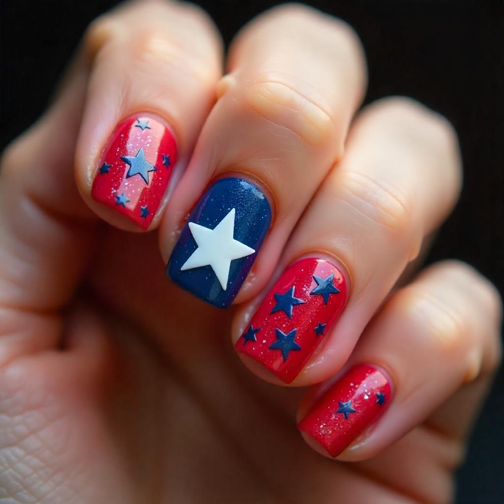 Lone Star-inspired Western nail design