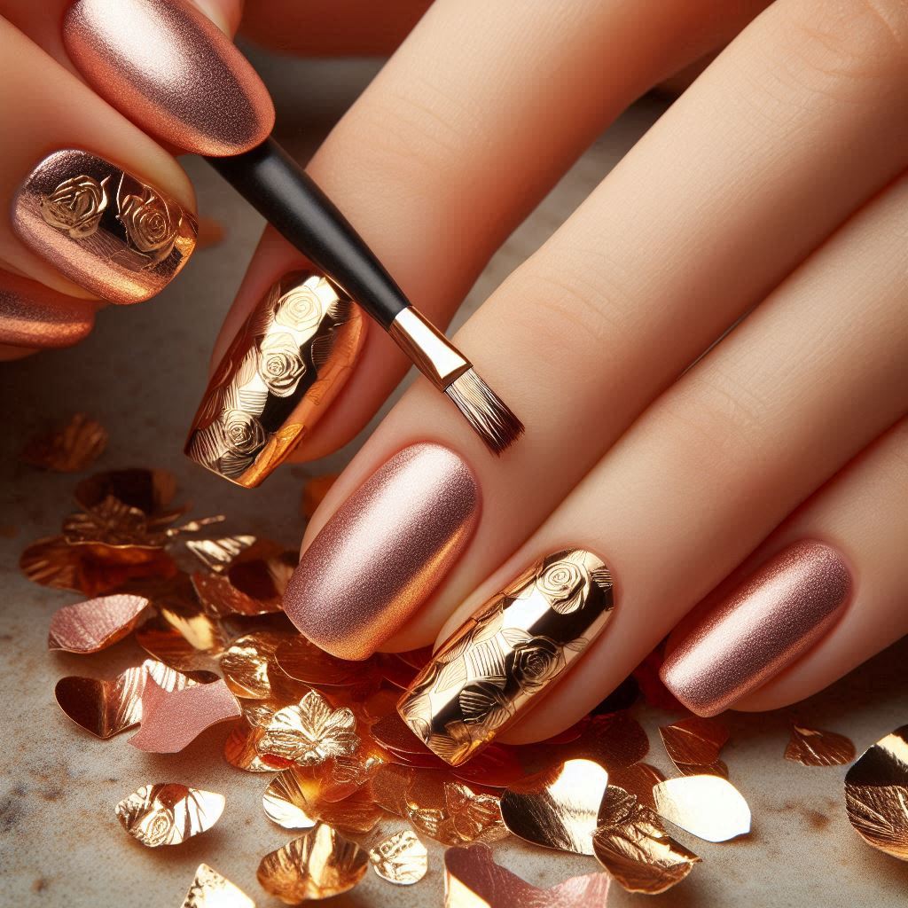 Rose Gold Foil Nail Designs