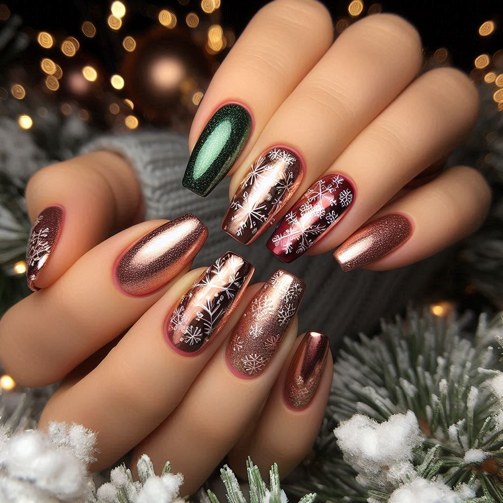 Rose Gold Holiday Nails